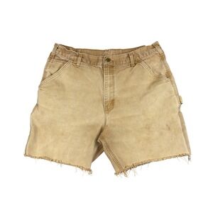 Vtg Carhartt Duck Canvas Carpenter Shorts Men's 34 Tan Workwear Made in USA